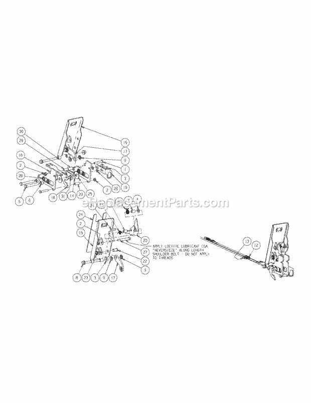 Brake Pedal Assembly Diagram and Parts List for S7237-KW 53AI8DU8050-37HP Cub Cadet Lawn Tractor